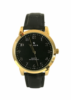 Pánské elegantní hodinky SLAVA ve zlatém pouzdře černý ciferník