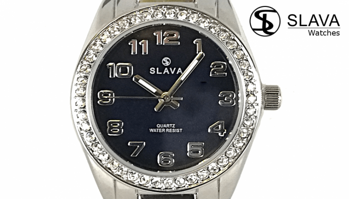 Dámské ocelové hodinky SLAVA s kamínki SWAROWSKI na pouzdře