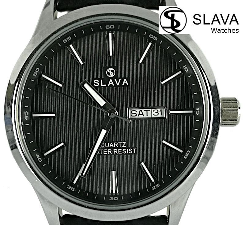 Pánské elegantní hodinky SLAVA řemínek s imitací krokodýlí kůže
