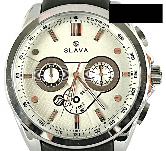 Pánské masivní hodinky SLAVA velikost ciferníku 49 mm ve stříbrném pouzdře