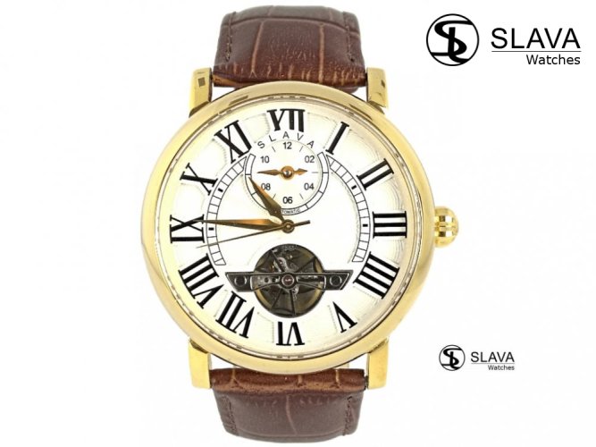 Pánské automatické hodinky SLAVA s viditelnou mechanikou strojku SLAVA 106