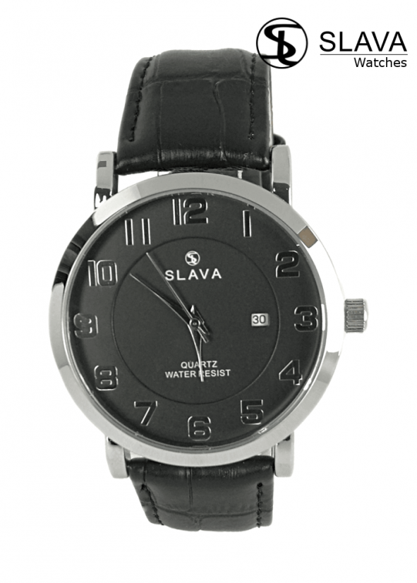 Pánské elegantní hodinky SLAVA s černým ciferníkem