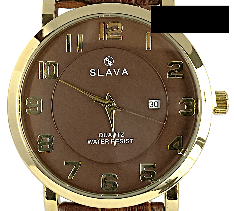 Pánské hnědé elegantní hodinky SLAVA s přehledným ciferníkem