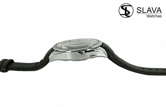 Pánské masivní hodinky SLAVA velikost ciferníku 49 mm ve stříbrném pouzdře