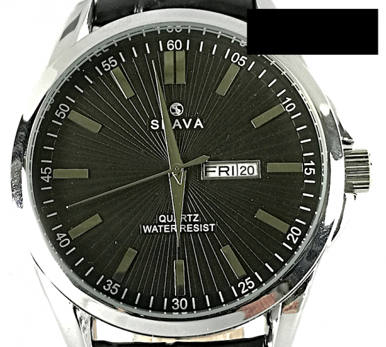 Pánské elegantní hodinky SLAVA s děleným černým ciferníkem