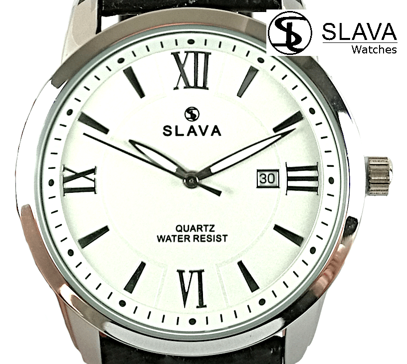 Pánské elegantní hodinky SLAVA s bílým ciferníkem SL 10070