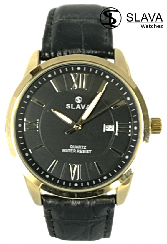 Pánské elegantní hodinky SLAVA s černým ciferníkem SL 10070