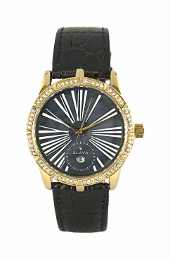 Dámské hodinky SLAVA s vykrojeným ciferníkem zlaté pouzdro