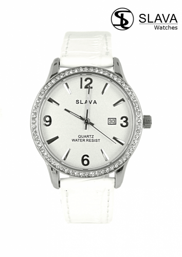 Dámské elegantní hodinky SLAVA s bílým páskem