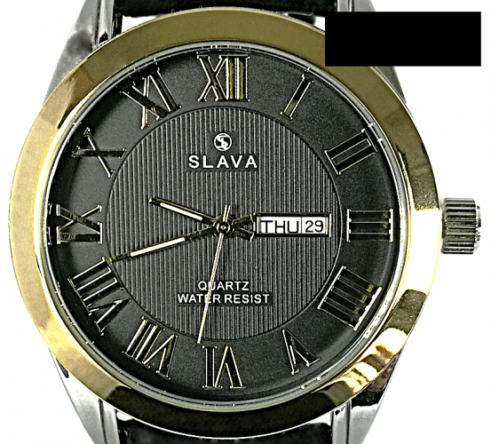 Pánské elegantní hodinky SLAVA ve stříbrno-zlatém pouzdře