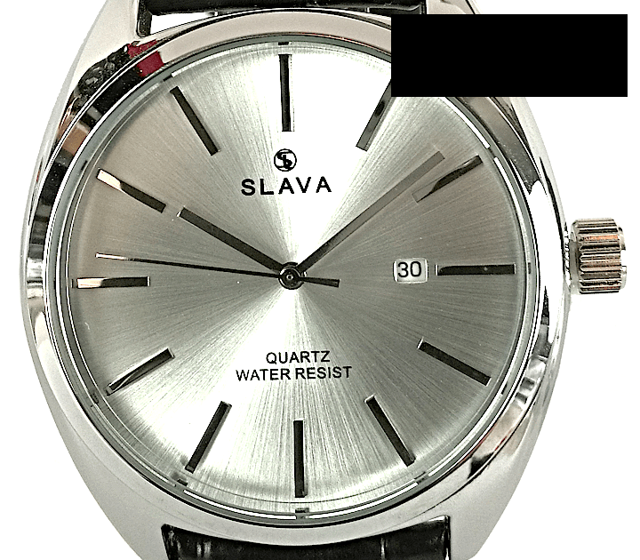 Pánské černo-stříbrné elegantní hodinky SLAVA