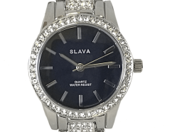 Dámské stříbrné hodinky SLAVA s kamínky Swarovski na řemínku