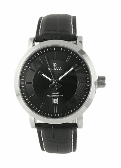 Pánské elegantní hodinky SLAVA prošívaný kontrastní řemínek