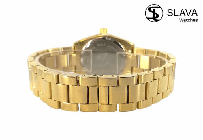 Dámské zlaté ocelové hodinky SLAVA s kamínky SWAROVSKI