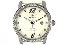 Dámské elegantní hodinky SLAVA s kamínky SWAROVSKI s květinami v ciferníku