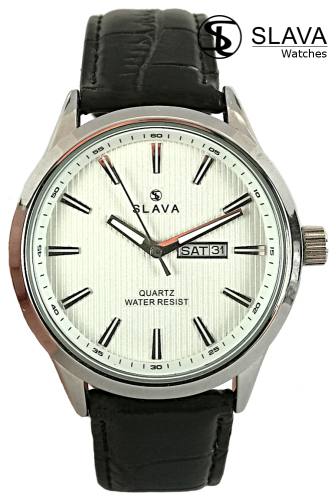 Pánské elegantní hodinky SLAVA s imitací krokodýlí kůže