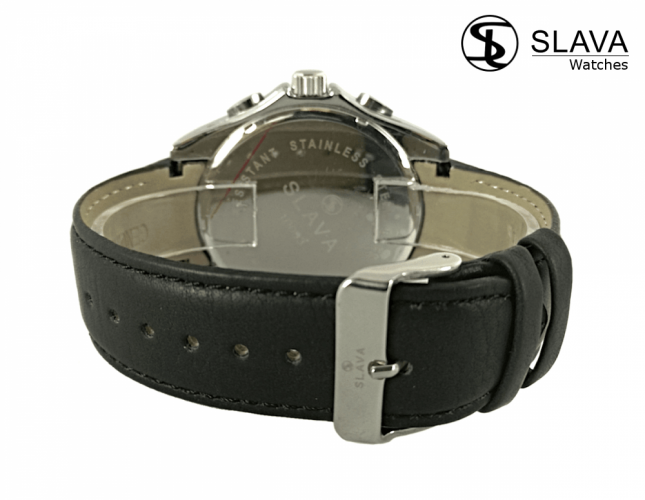 Pánské masivní hodinky SLAVA velikost ciferníku 49 mm s černým ciferníkem