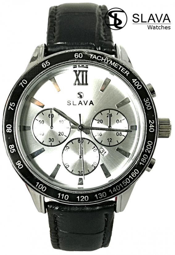 Pánské hodinky SLAVA se stříbrným ciferníkem SL 10066