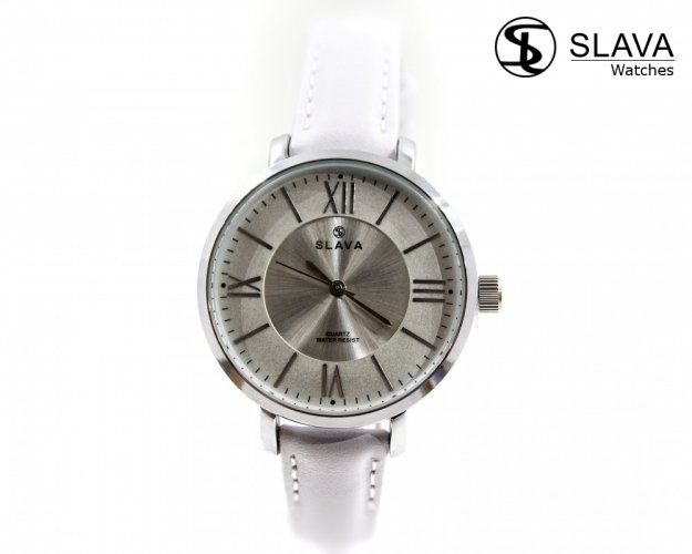 Dámské elegantní bílé hodinky SLAVA 10127