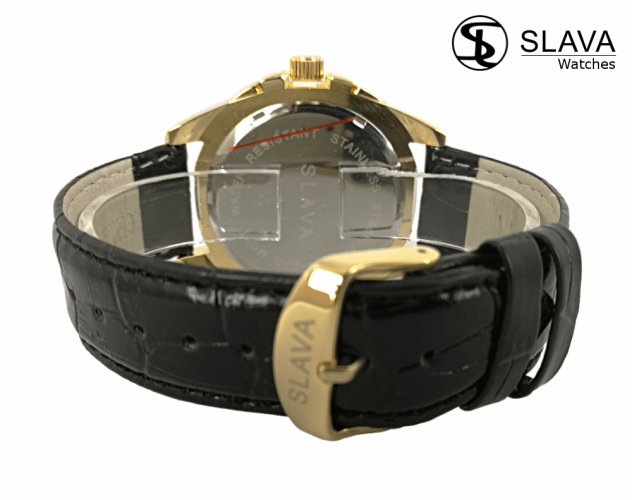 Pánské černé elegantní hodinky SLAVA SL 10028