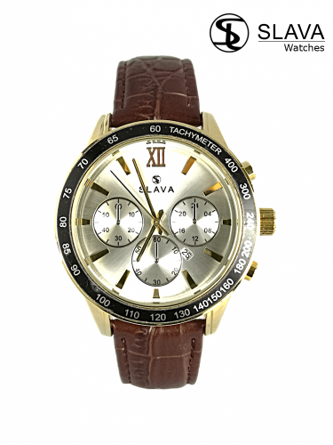 Pánské hodinky SLAVA se stříbrným ciferníkem SL 10066