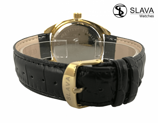 Pánské černé jednoduché hodinky SLAVA