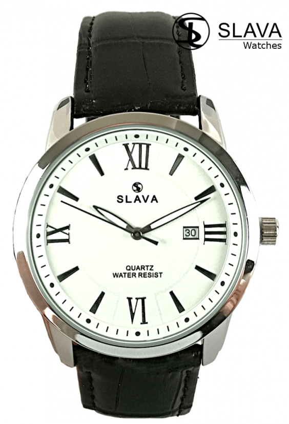 Pánské elegantní hodinky SLAVA s bílým ciferníkem SL 10070