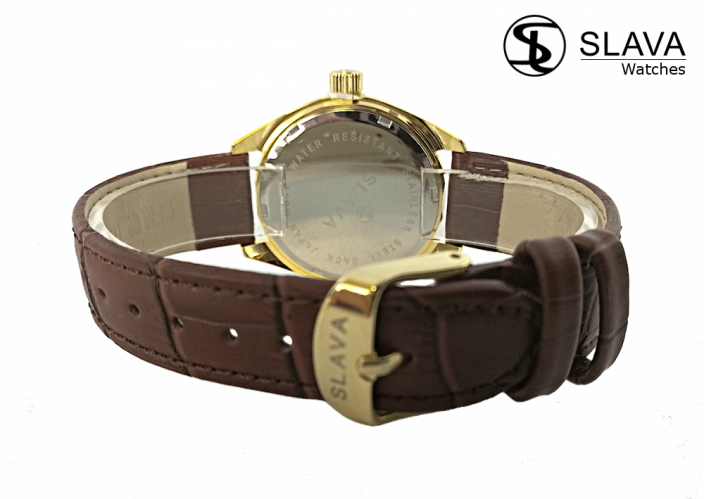 Dámské elegantní hodinky SLAVA s kamínky SWAROWSKI ve zlatém pouzdře