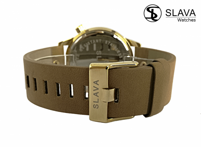 Pánské hnědé hodinky SLAVA s ciferníkem 50 mm