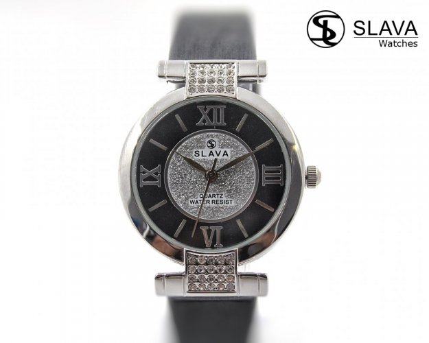 Dámské hodinky s kamínky Swarovski SLAVA ve stříbrném pouzdře SLAVA 10054