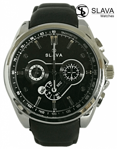 Pánské masivní hodinky SLAVA velikost ciferníku 49 mm s černým ciferníkem