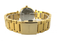 Dámské černo-zlaté hodinky SLAVA vykládané kamínky Swarovski