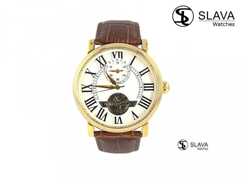 Pánské automatické hodinky SLAVA s viditelnou mechanikou strojku SLAVA 106
