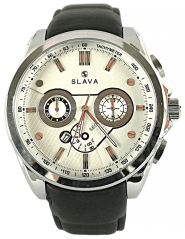 Pánské masivní hodinky SLAVA velikost ciferníku 49 mm ve stříbrném pouzdře