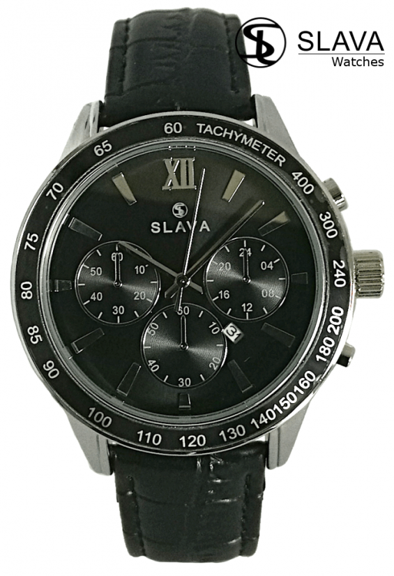 Pánské hodinky SLAVA s černým ciferníkem SL 10066