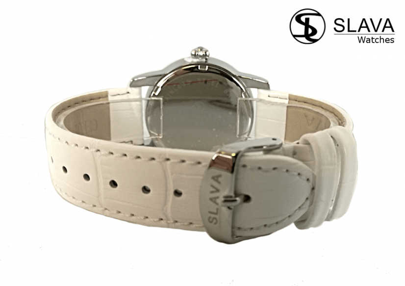 Dámské elegantní hodinky SLAVA s kamínky SWAROVSKI s květinami v ciferníku