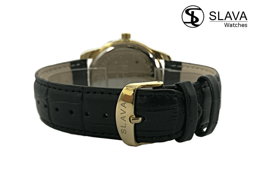 Pánské elegantní hodinky SLAVA s černým ciferníkem SL 10070