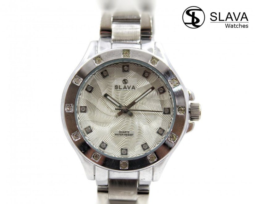 Dámské stříbrné hodinky SLAVA s ozdobnými kamínky SWAROVSKI SLAVA 10138