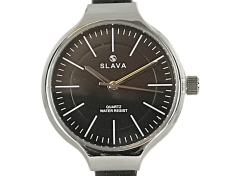 Dámské elegantní hodinky s úzkým páskem SLAVA v černé barvě