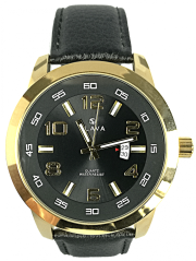 Pánské masivní hodinky SLAVA černo-zlaté s ciferníkem 49 mm