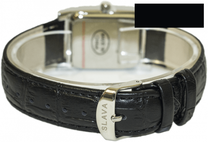 Dámské černé hodinky s obdélníkovým pouzdrem SLAVA