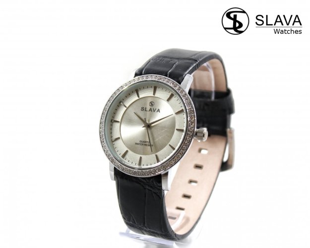 Dámské hodinky SLAVA s kamínky a stříbrným ciferníkem SLAVA 10163