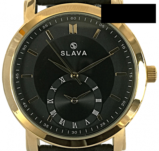 Pánské zlato-černé hodinky SLAVA s dvěma ciferníky
