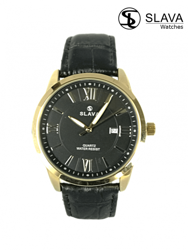Pánské elegantní hodinky SLAVA s černým ciferníkem SL 10070