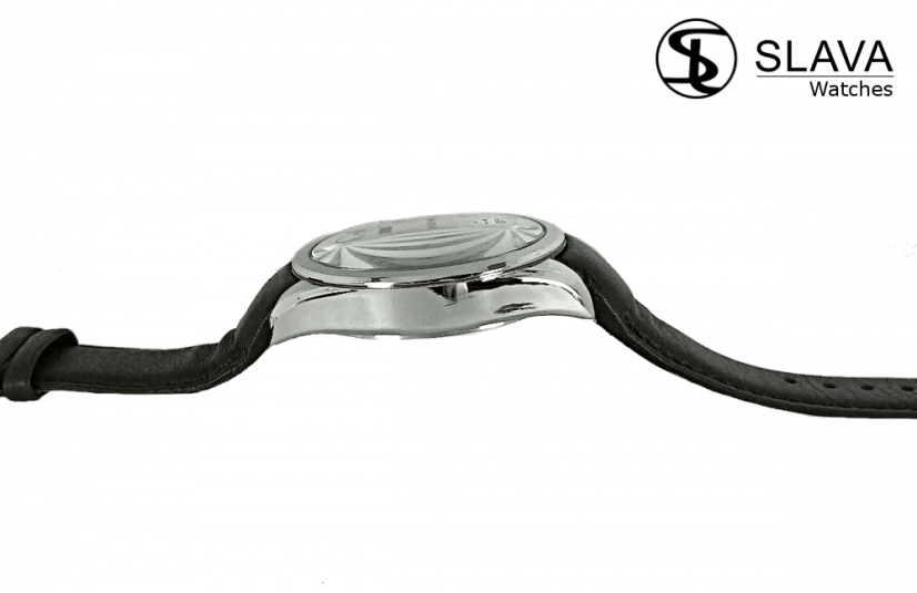 Pánské masivní hodinky SLAVA velikost ciferníku 49 mm s černým ciferníkem