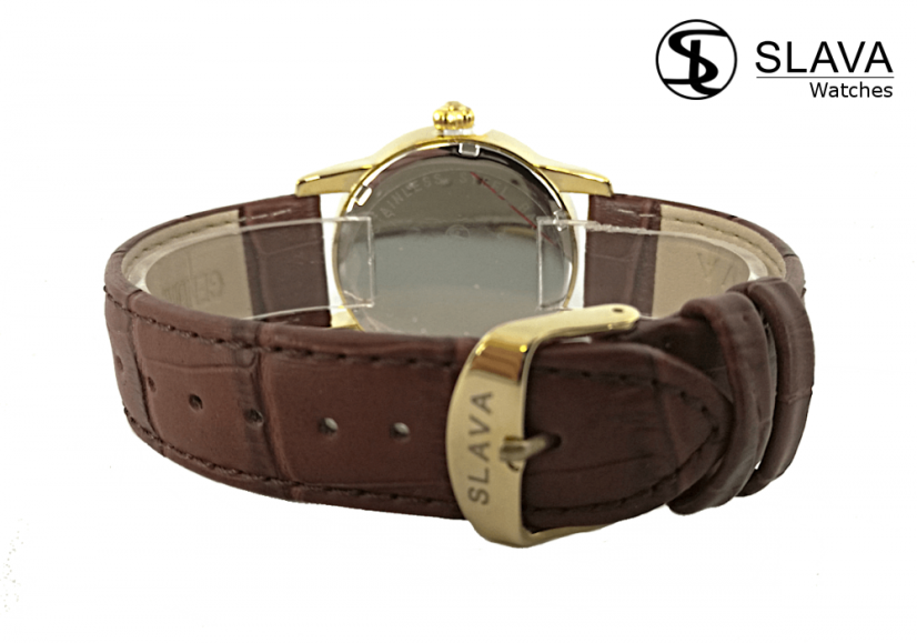 Dámské elegantní hodinky SLAVA s kamínky SWAROVSKI s květinami v ciferníku