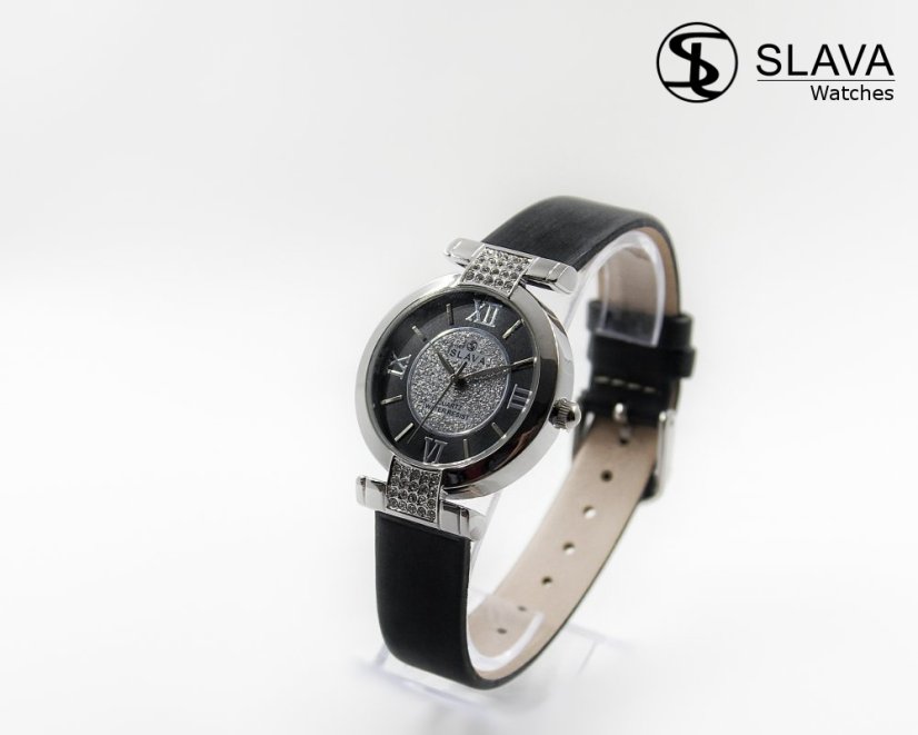 Dámské hodinky s kamínky Swarovski SLAVA ve stříbrném pouzdře SLAVA 10054