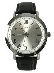 Pánské elegantní hodinky SLAVA s černým páskem imitace hadí kůže Pánské elegantní hodinky SLAVA s černým páskem imitace hadí kůže