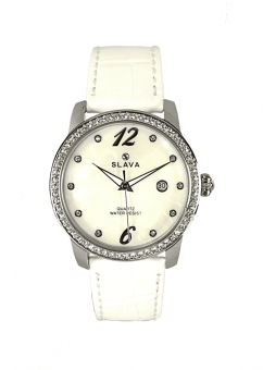 Dámské elegantní hodinky SLAVA s kamínky SWAROVSKI s květinami v ciferníku