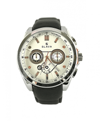 Pánské masivní hodinky SLAVA velikost ciferníku 49 mm ve stříbrném pouzdře